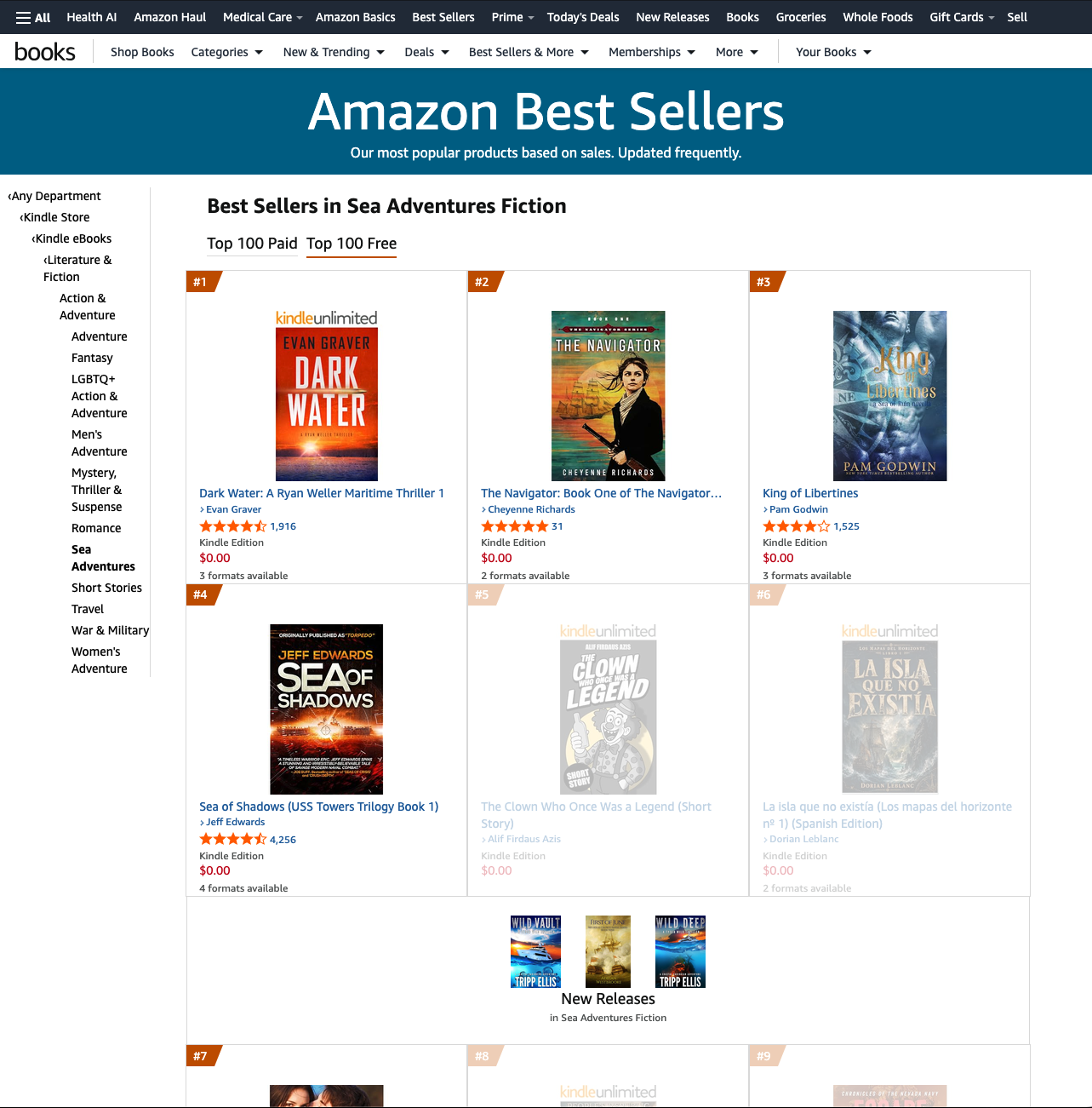Amazon Best Sellers list with previously seen items transparent