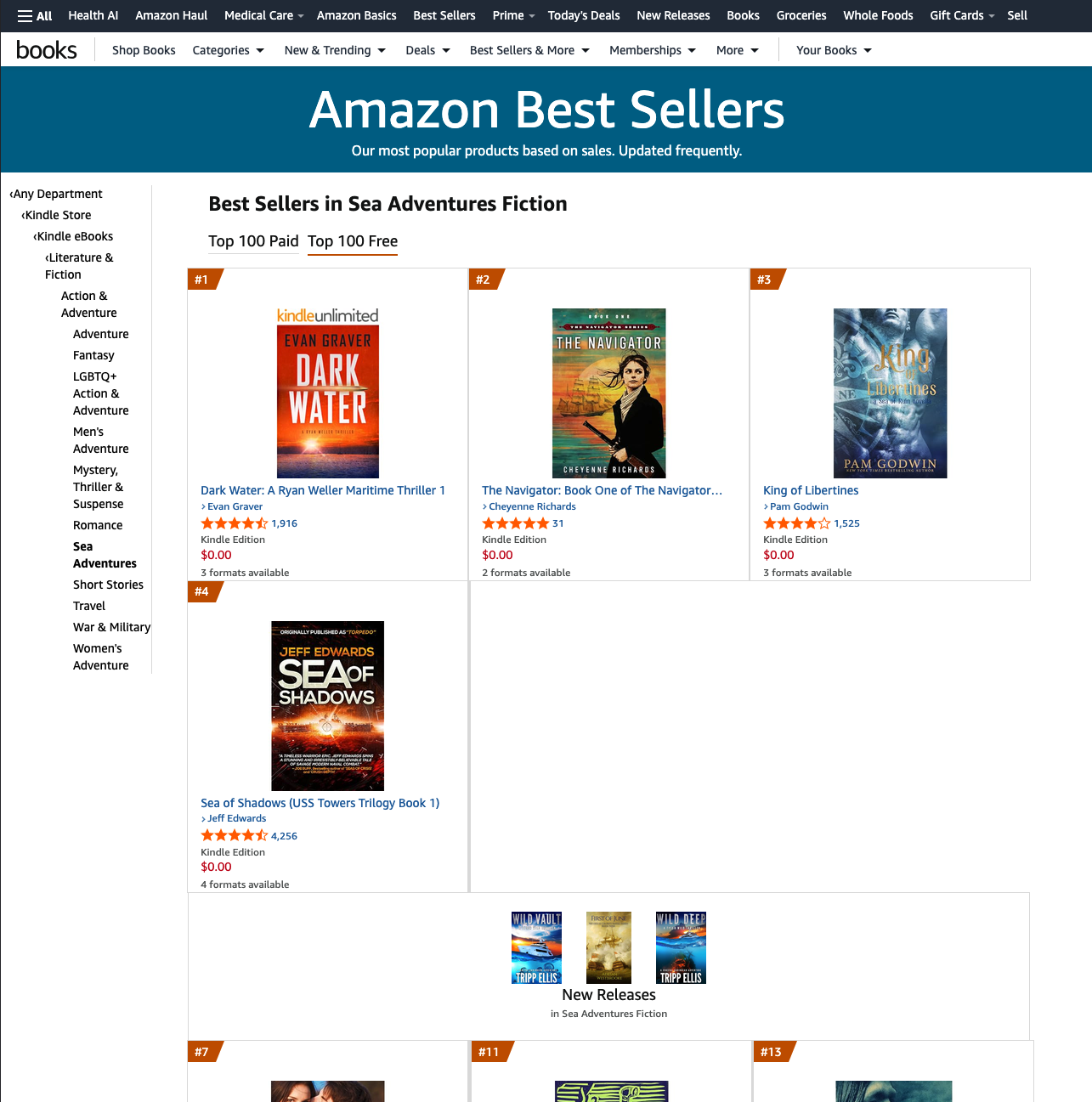 Amazon Best Sellers list with items removed